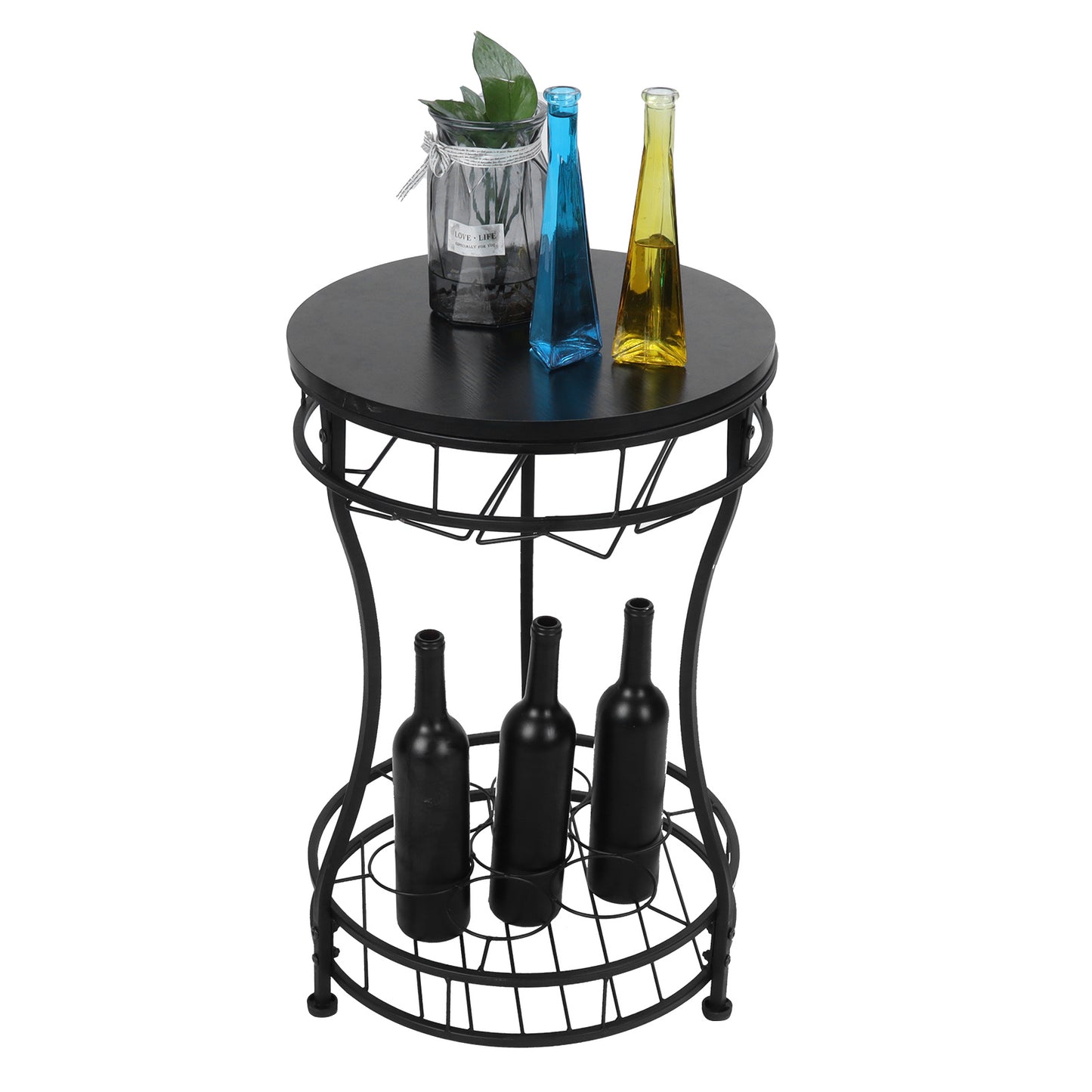 Round Freestanding Iron Wine Rack Organizer Wine Bottle Holder for Kitchen Restaurant Bar