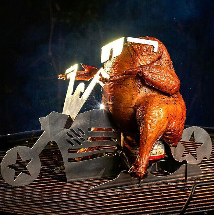 Funny American Motorcycle BBQ Chicken Grilling Roast Rack