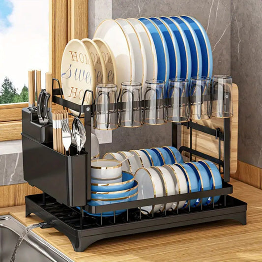 Large Kitchen Utensil Drying Rack, Equipped with Drainage Board