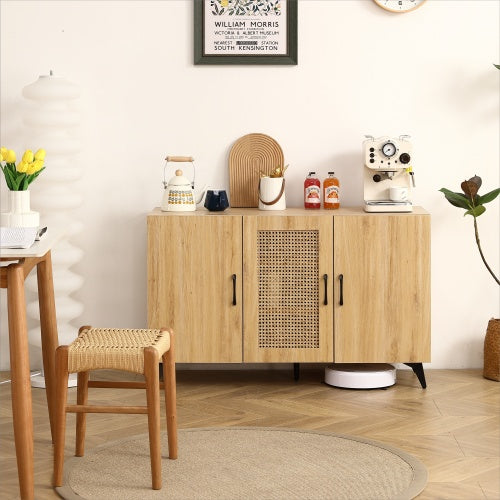 Natural Rattan Mesh Three-door Cabinet