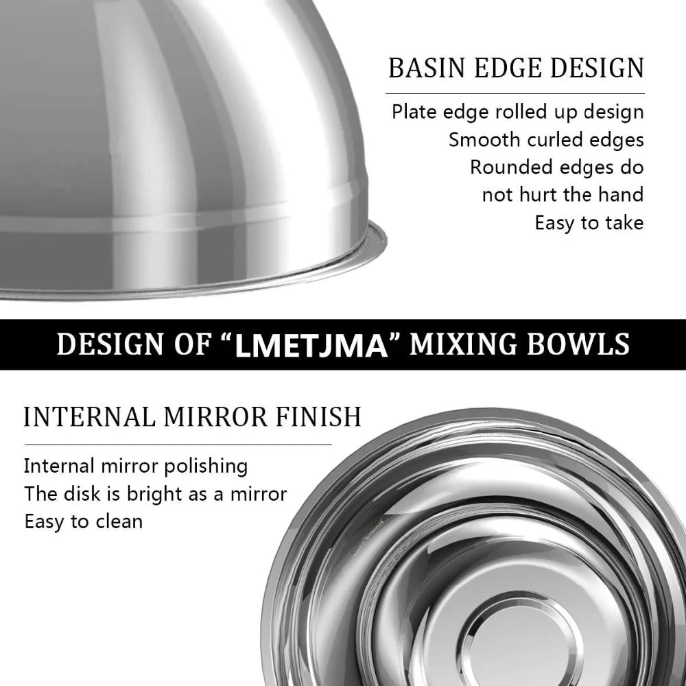 6 pcs Set Stainless Steel Mixing Bowls