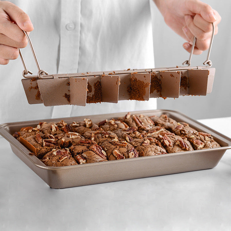 Solid Bottom Thickened Square Brownie Pan with Divider