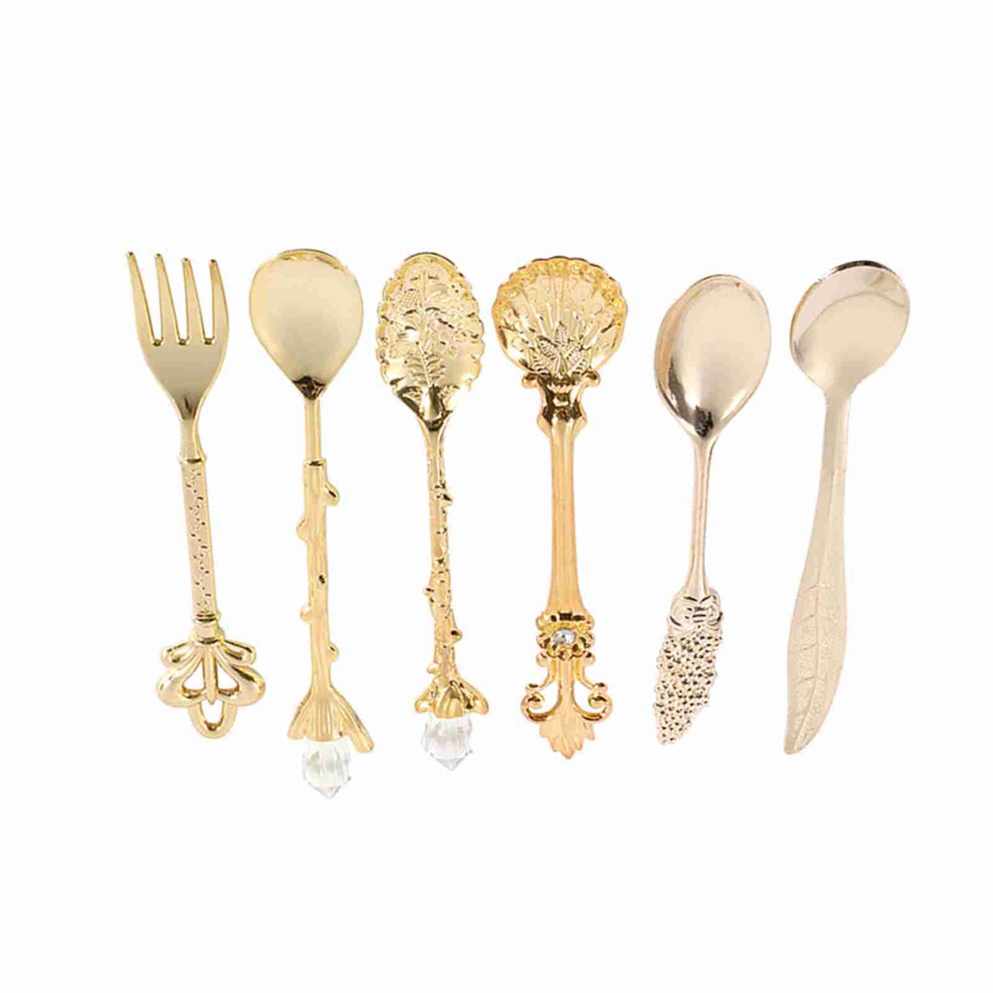 6Pcs/Set Retro Royal Style Metal Mini Coffee Spoons and Fork