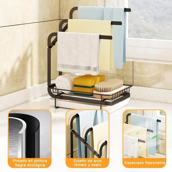 Kitchen Sink Sponge Rack with Drain Tray