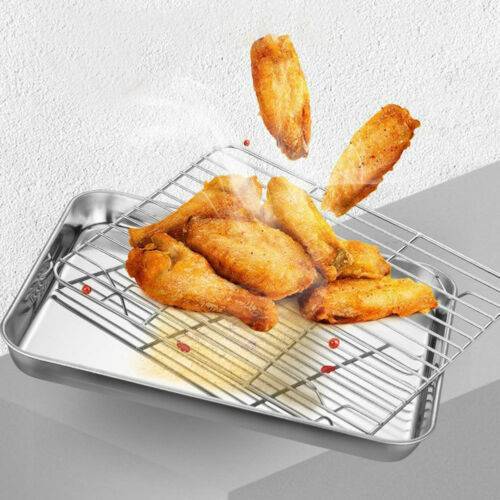 Stainless Steel Baking Pan Toaster Oven Pans Grid Baking Dish BBQ Cookie Cake