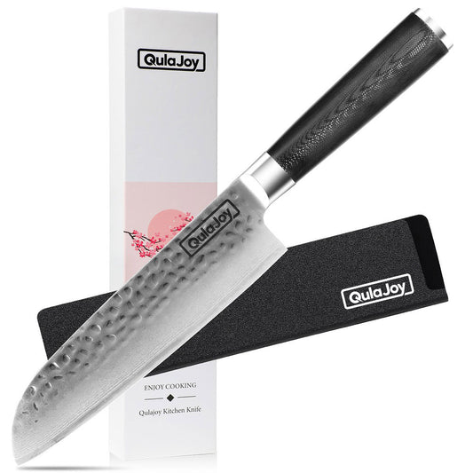 7 Inch Santoku Knife- Ultra Sharp Japanese 67 Layers Damascus VG-10 Steel Core