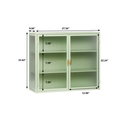 Modern Double Door Wall Cabinet with Glass Door and Three Levels of Storage