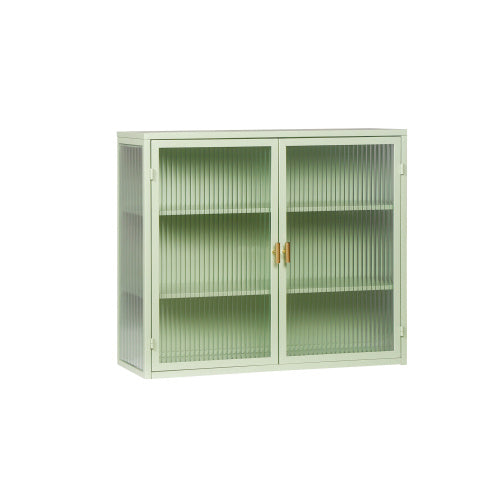 Modern Double Door Wall Cabinet with Glass Door and Three Levels of Storage