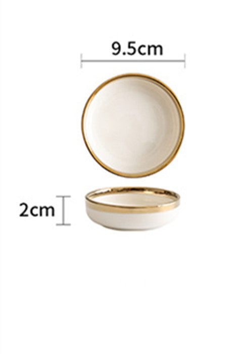 Porcelain with Gold Trim Bowls and Plates Set