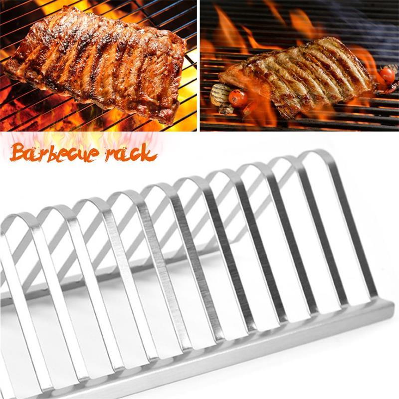 Stainless Steel Barbecue Grill Holder Smoking Rib Racks