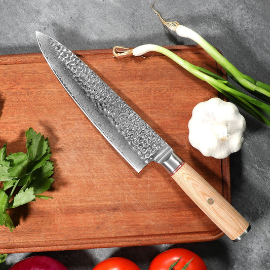 8 Inch Japanese Kitchen Knife With 67 Layers. High Carbon Steel, Razor Sharp Cooking Knife with Pakkawood Handle