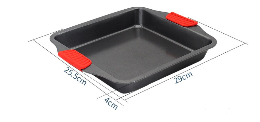 Baking tray with silicon grips.