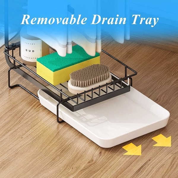 Kitchen Sink Sponge Rack with Drain Tray