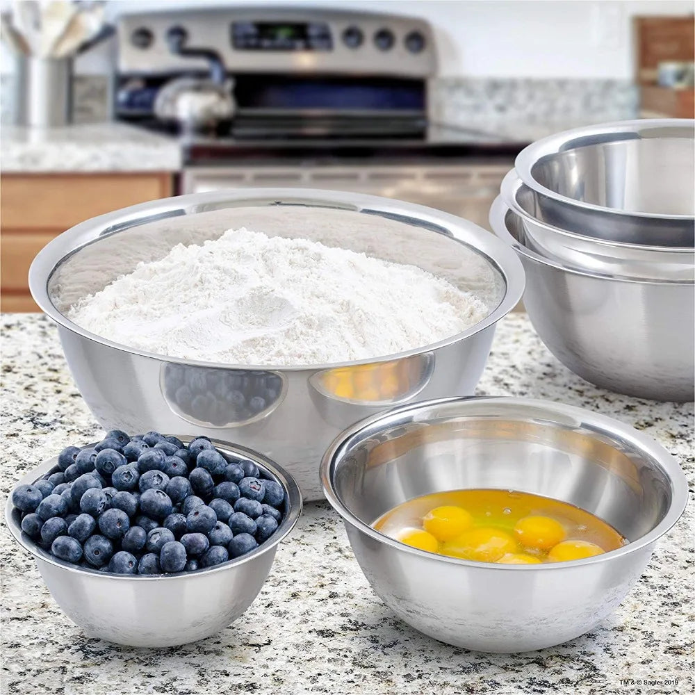 6 pcs Set Stainless Steel Mixing Bowls