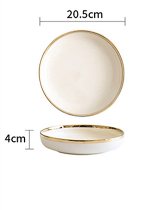 Porcelain with Gold Trim Bowls and Plates Set