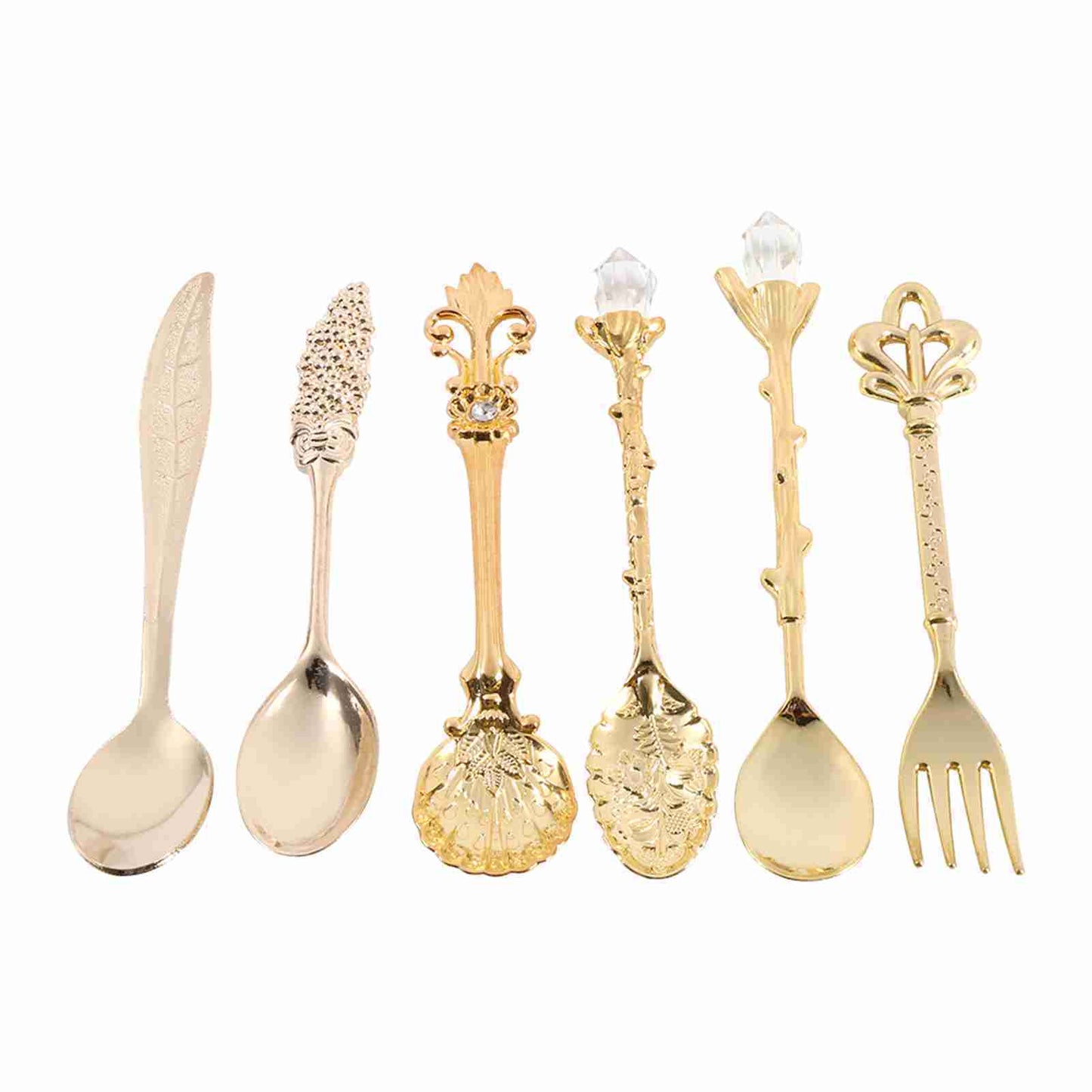 6Pcs/Set Retro Royal Style Metal Mini Coffee Spoons and Fork