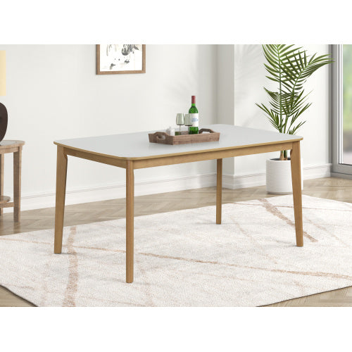 Set Of 6 Dining Table, One Table, One Bench And Four Chairs, With A Light Oak High-gloss White Top