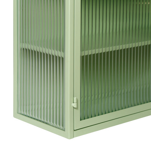 Modern Double Door Wall Cabinet with Glass Door and Three Levels of Storage