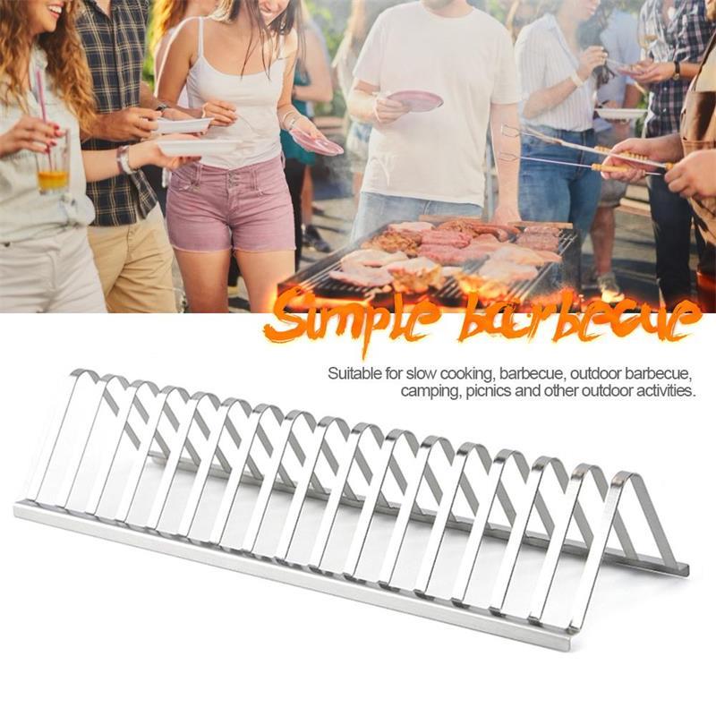 Stainless Steel Barbecue Grill Holder Smoking Rib Racks