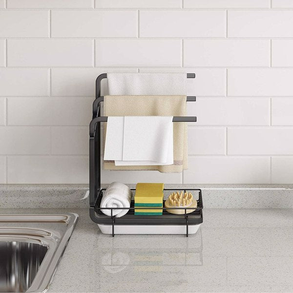 Kitchen Sink Sponge Rack with Drain Tray