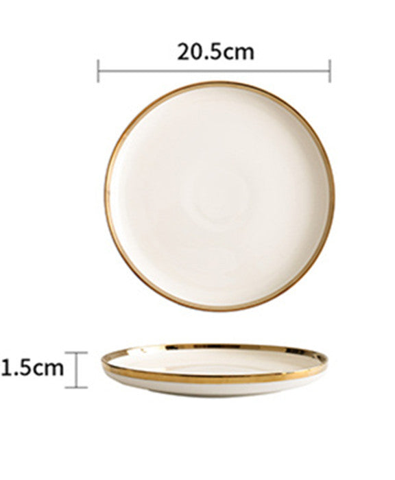 Porcelain with Gold Trim Bowls and Plates Set