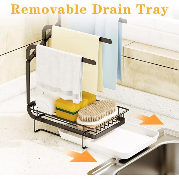 Kitchen Sink Sponge Rack with Drain Tray