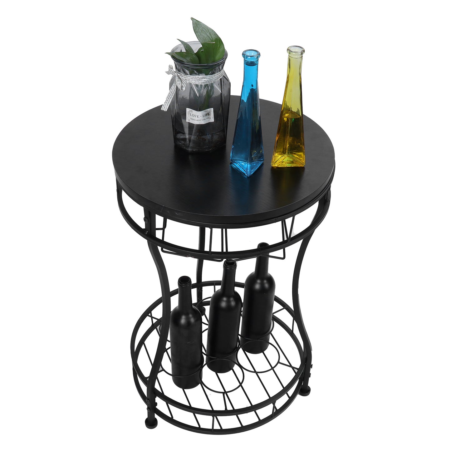 Round Freestanding Iron Wine Rack Organizer Wine Bottle Holder for Kitchen Restaurant Bar