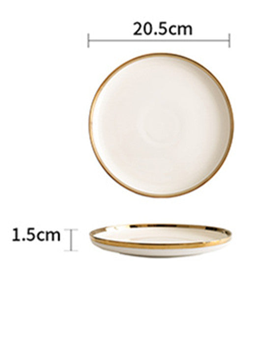 Porcelain with Gold Trim Bowls and Plates Set