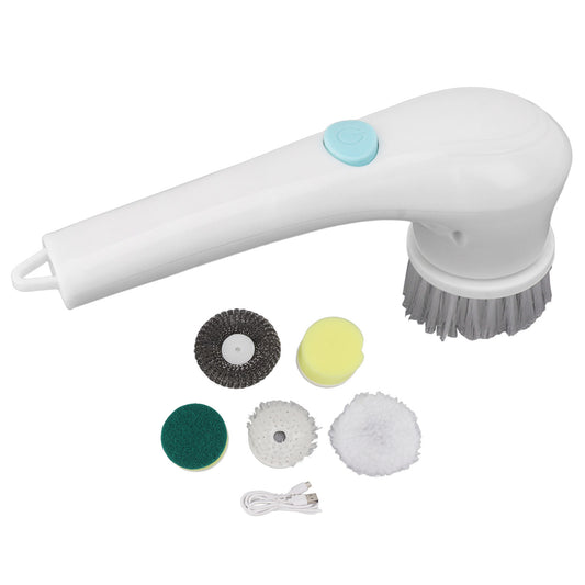 Handheld Electric Cleaning Brush Multifunctional with 5 Replacement Brush Heads Cordless