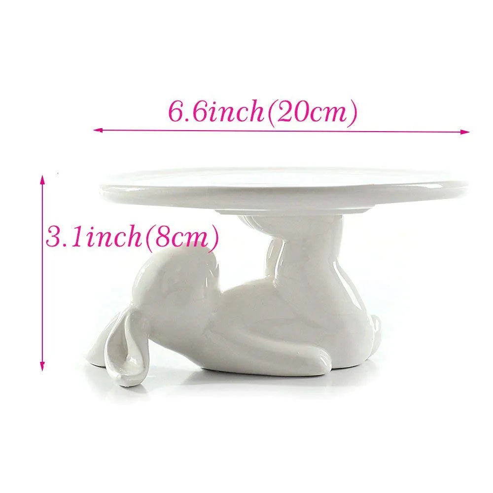 Porcelain Cake Plate Ceramic White Rabbit Foot Holder