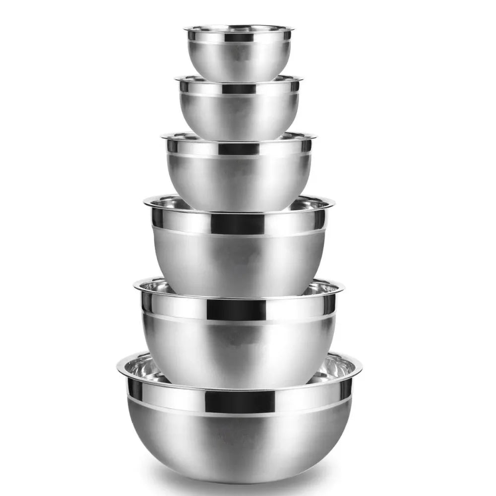 6 pcs Set Stainless Steel Mixing Bowls