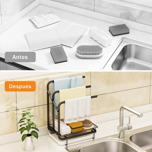 Kitchen Sink Sponge Rack with Drain Tray