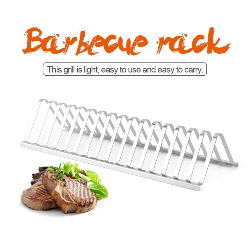 Stainless Steel Barbecue Grill Holder Smoking Rib Racks