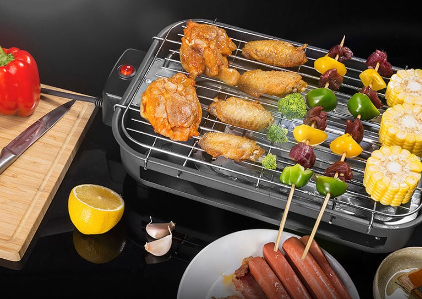 Indoor barbecue square non-smoking electric oven carbon steel plate knob temperature control Korean electric baking tray customization