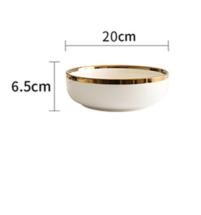 Porcelain with Gold Trim Bowls and Plates Set